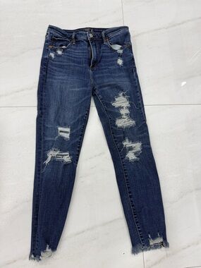 Abercrombie & Fitch Distressed Women's Dark Blue Ripped Jeans
